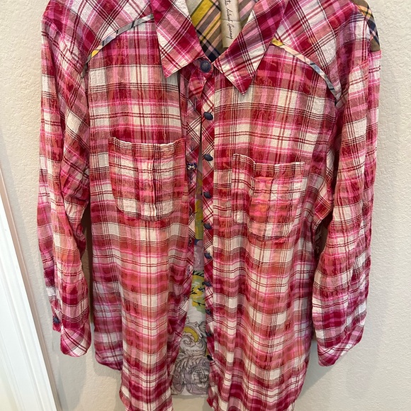 Aratta Pink Plaid Button-Up Shirt - Picture 1 of 6